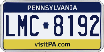 PA license plate LMC8192