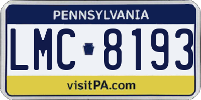 PA license plate LMC8193