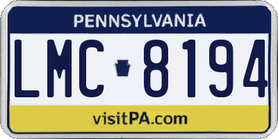 PA license plate LMC8194
