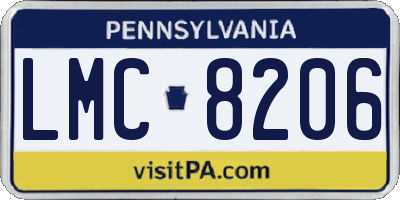 PA license plate LMC8206