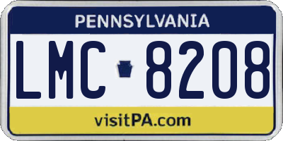 PA license plate LMC8208