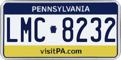 PA license plate LMC8232