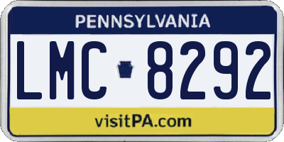 PA license plate LMC8292