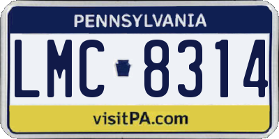 PA license plate LMC8314
