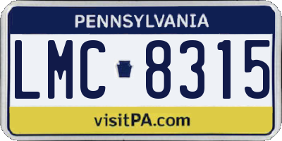PA license plate LMC8315