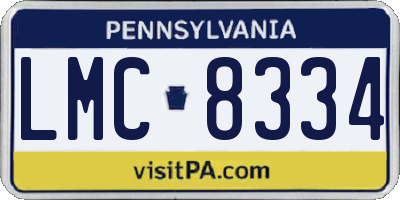 PA license plate LMC8334