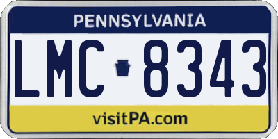PA license plate LMC8343