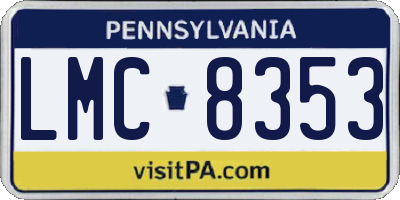 PA license plate LMC8353