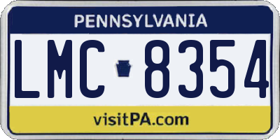 PA license plate LMC8354
