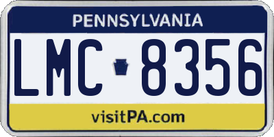 PA license plate LMC8356