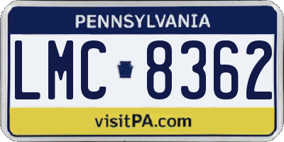 PA license plate LMC8362