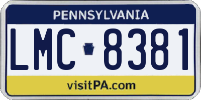 PA license plate LMC8381