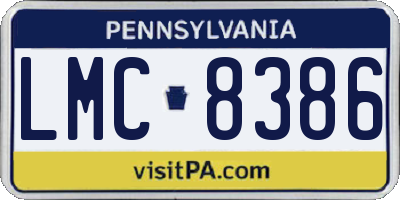 PA license plate LMC8386