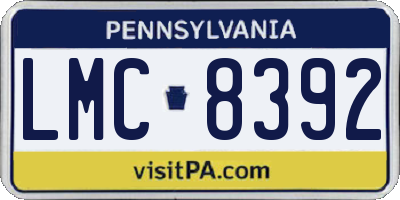 PA license plate LMC8392