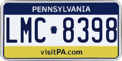 PA license plate LMC8398