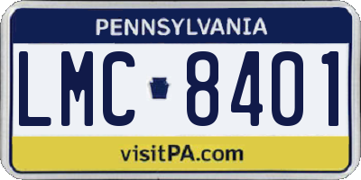 PA license plate LMC8401