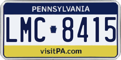 PA license plate LMC8415