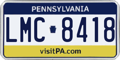PA license plate LMC8418