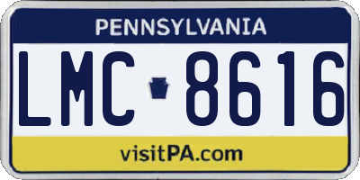 PA license plate LMC8616