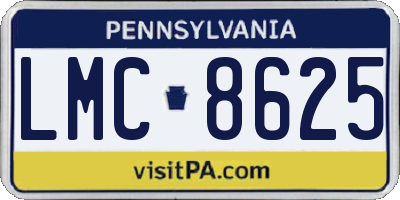 PA license plate LMC8625