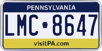 PA license plate LMC8647