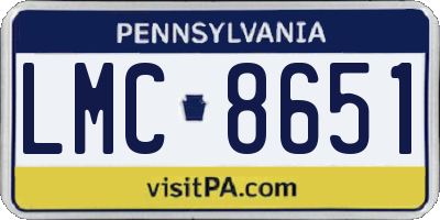 PA license plate LMC8651