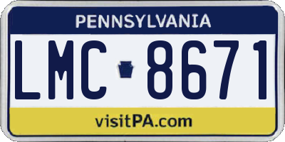 PA license plate LMC8671