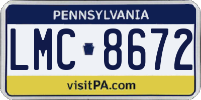 PA license plate LMC8672