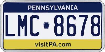 PA license plate LMC8678