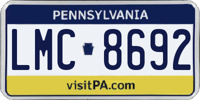 PA license plate LMC8692