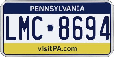 PA license plate LMC8694