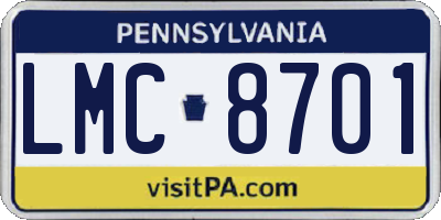 PA license plate LMC8701