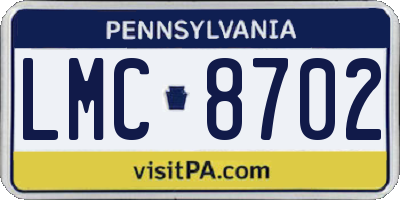 PA license plate LMC8702
