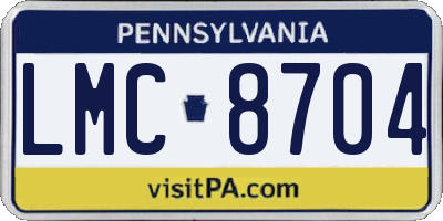 PA license plate LMC8704