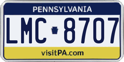 PA license plate LMC8707