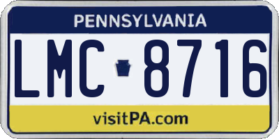PA license plate LMC8716
