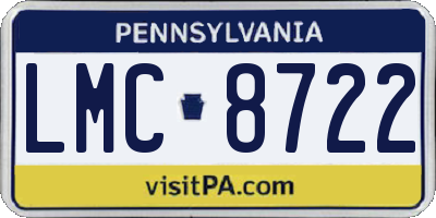 PA license plate LMC8722