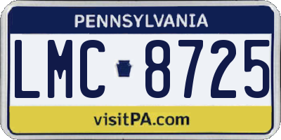 PA license plate LMC8725