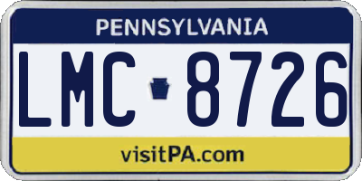 PA license plate LMC8726