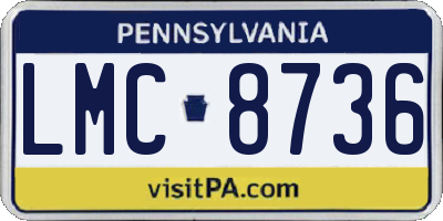 PA license plate LMC8736