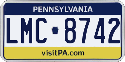 PA license plate LMC8742