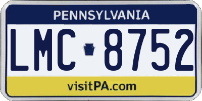 PA license plate LMC8752