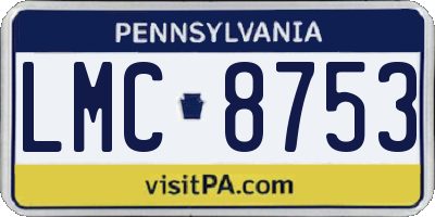 PA license plate LMC8753