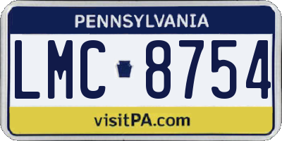 PA license plate LMC8754