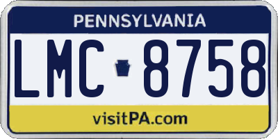 PA license plate LMC8758