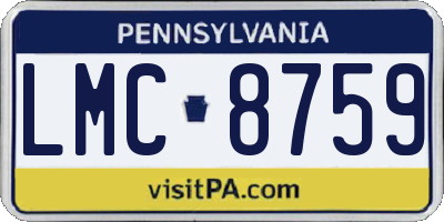 PA license plate LMC8759