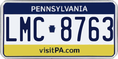 PA license plate LMC8763