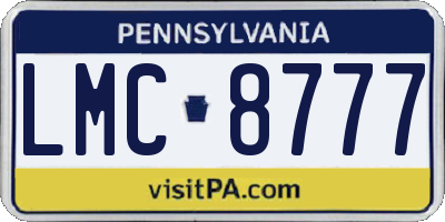 PA license plate LMC8777