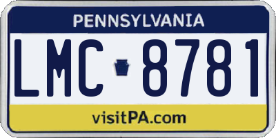 PA license plate LMC8781