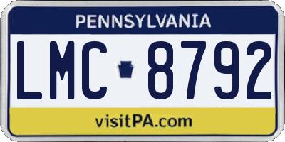PA license plate LMC8792